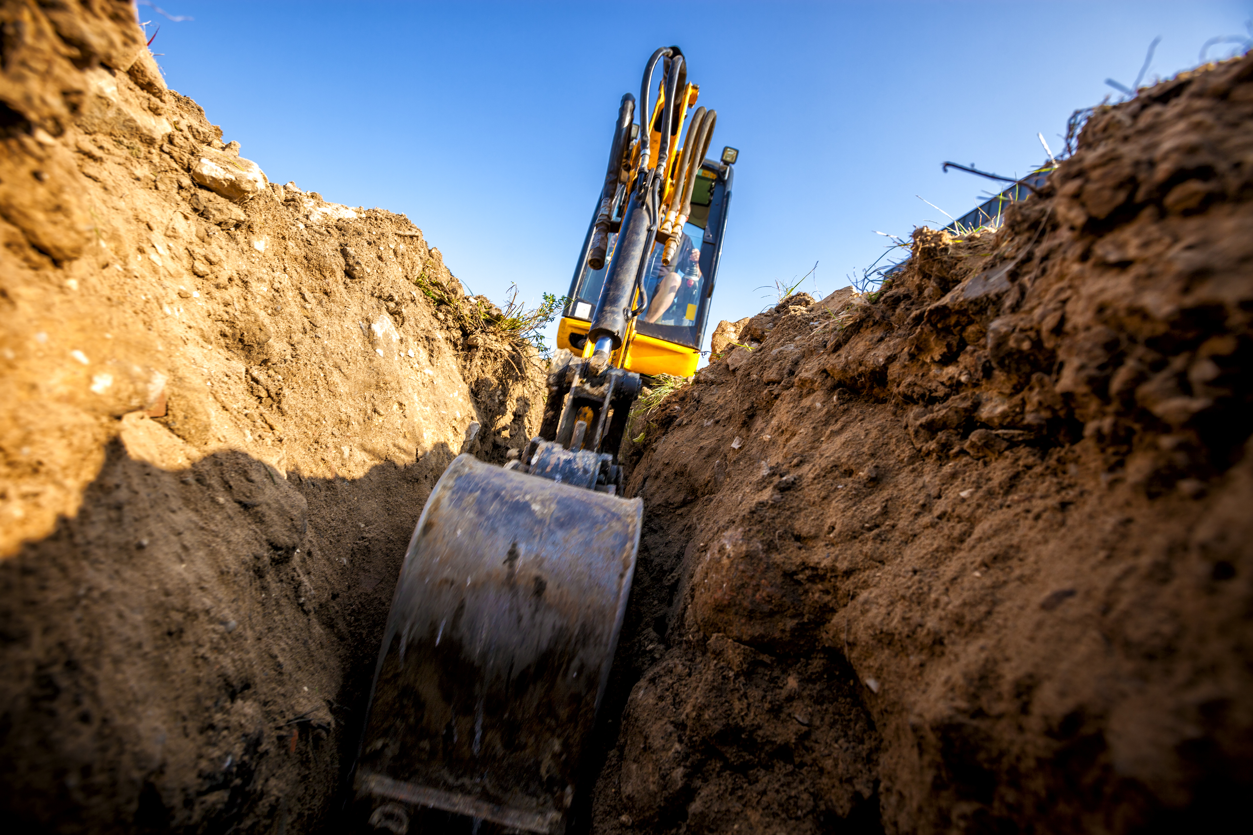 Excavator agricultural excavation pipeline